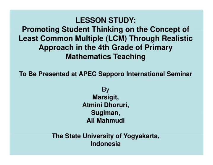 lesson study promoting student thinking on the concept of