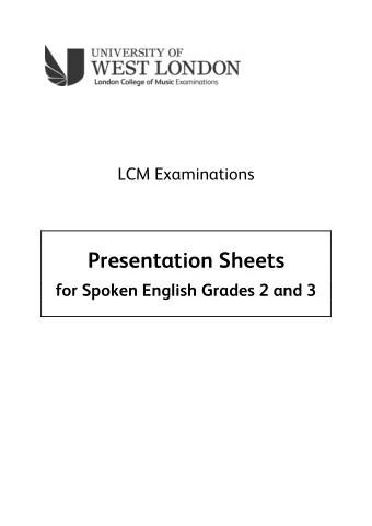 Presentation Sheets  for Spoken English Grades 2 and 3  Grade 2 Presentation Sheet: Book Talk