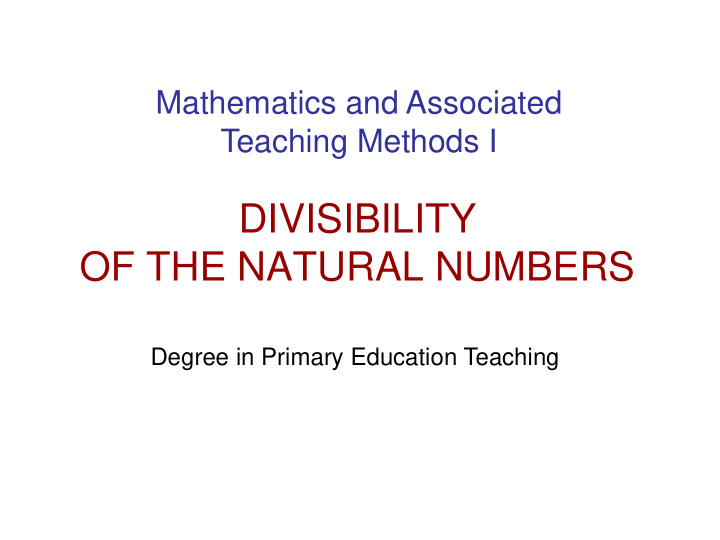 divisibility of the natural numbers