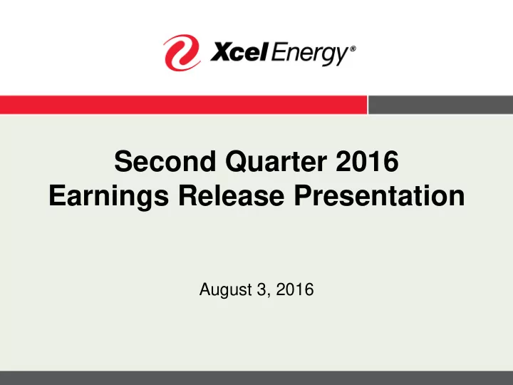 second quarter 2016 earnings release presentation