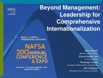 Beyond Management:  Leadership for  Comprehensive  Internationalization  John Hudzik  Michigan
