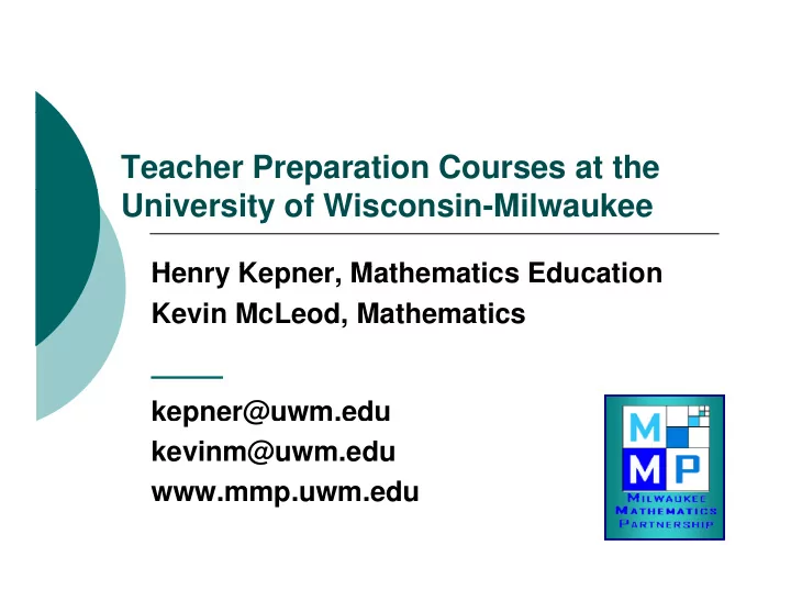 teacher preparation courses at the university of