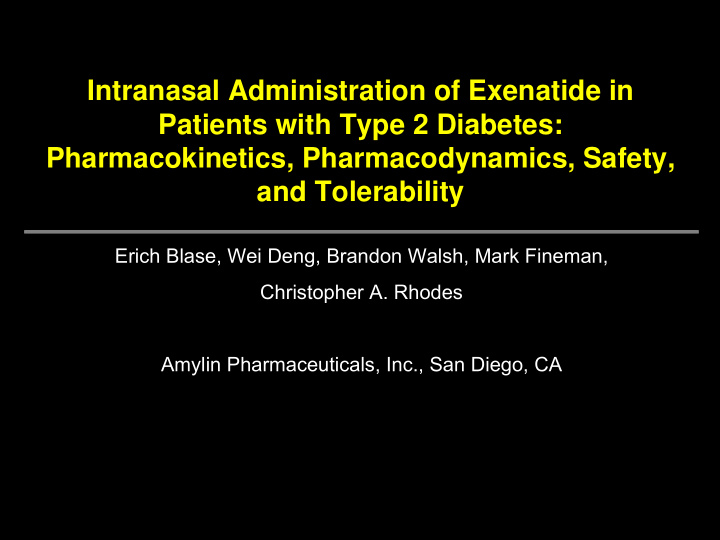 intranasal administration of exenatide in patients with