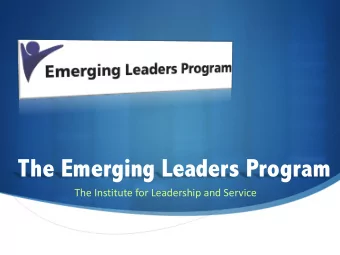 The Emerging Leaders Program  The Institute for Leadership and Service  S  Detroit Mercy Mission