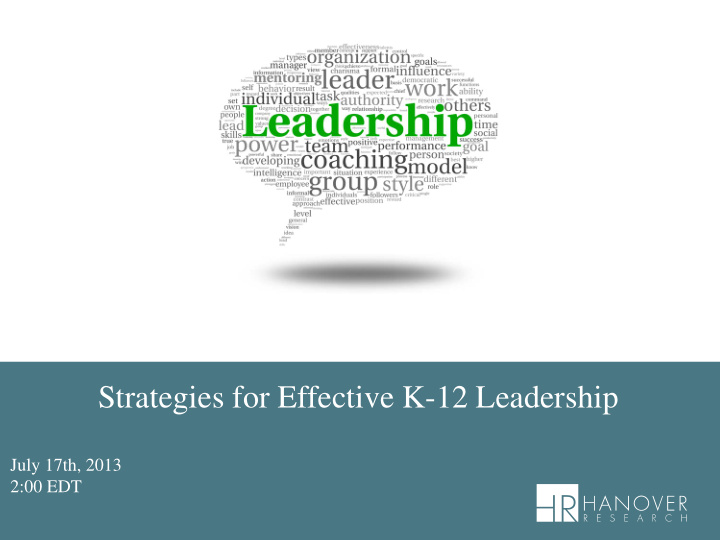 strategies for effective k 12 leadership