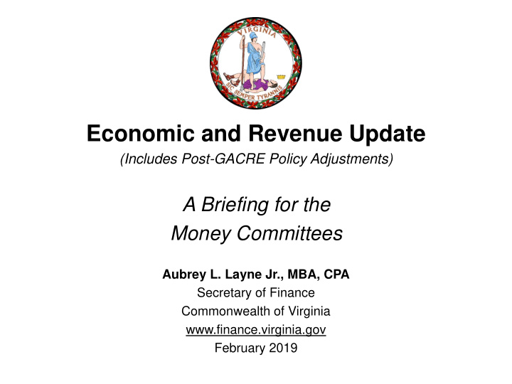 economic and revenue update