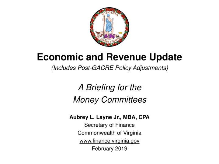 economic and revenue update