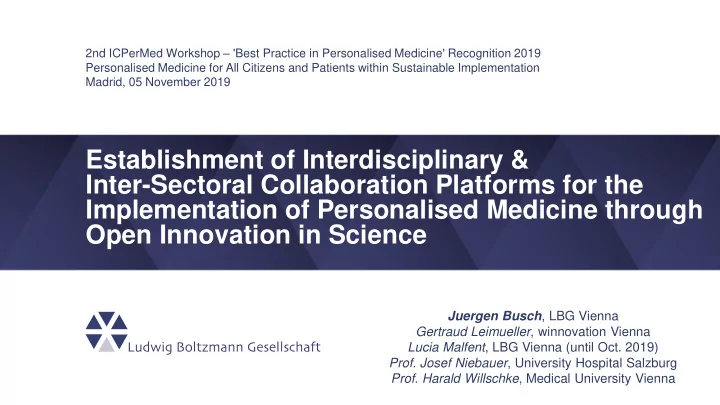 implementation of personalised medicine through