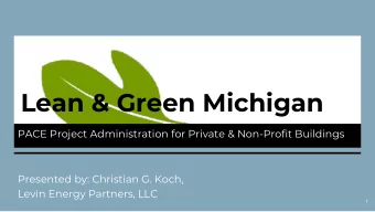 Lean &amp; Green Michigan  PACE Project Administration for Private &amp; Non-Profit Buildings