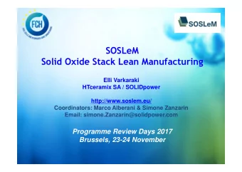 SOSLeM  Solid Oxide Stack Lean Manufacturing  Elli Varkaraki  HTceramix SA / SOLIDpower