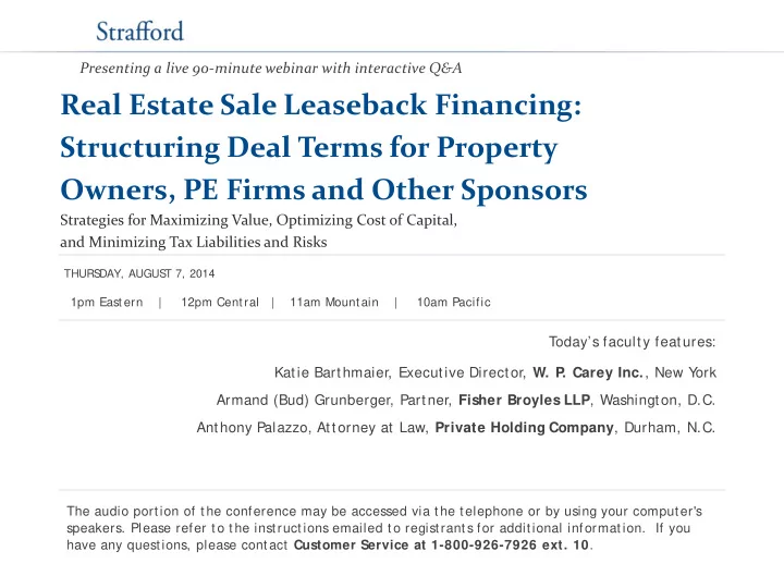 real estate sale leaseback financing structuring deal
