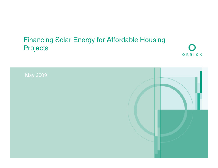 financing solar energy for affordable housing projects