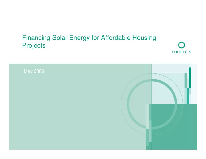 financing solar energy for affordable housing projects