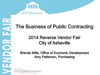 Our Agenda for Today  Doing Business with the City of Asheville   Quick Review of the