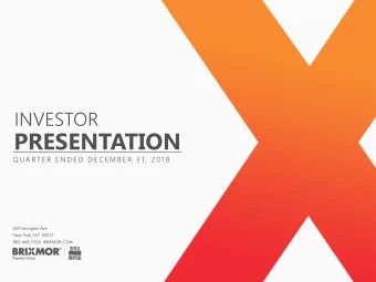 PRESENTATION  Q U A RT E R  E N D E D  D E C E M B E R  3 1 ,  2 0 1 8  450 Lexington Ave  New