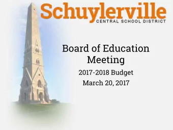 Board of Education  Meeting  2017-2018 Budget  March 20, 2017  Projected 2017-2018 Expenditures $