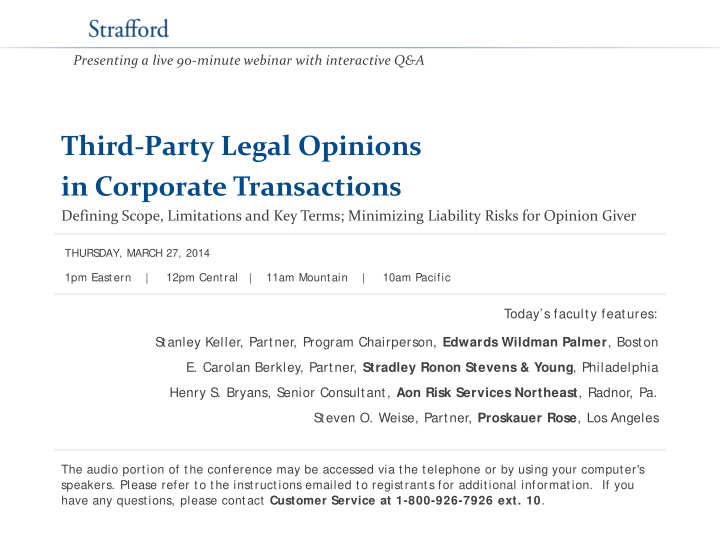 third party legal opinions in corporate transactions