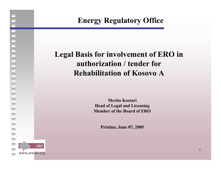 energy regulatory office legal basis for involvement of