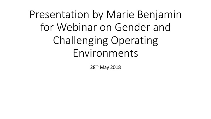 presentation by marie benjamin for webinar on gender and