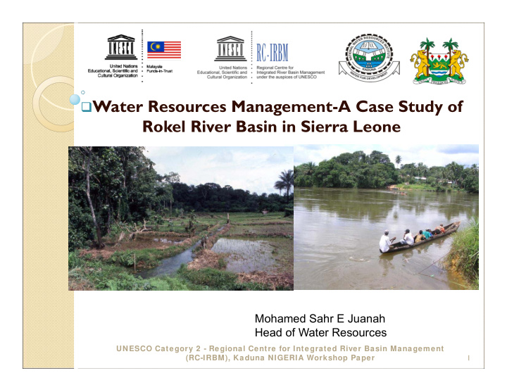 water resources management a case study of rokel river