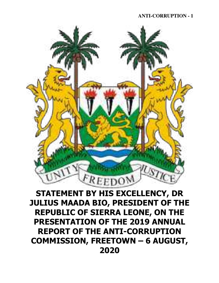statement by his excellency dr julius maada bio president