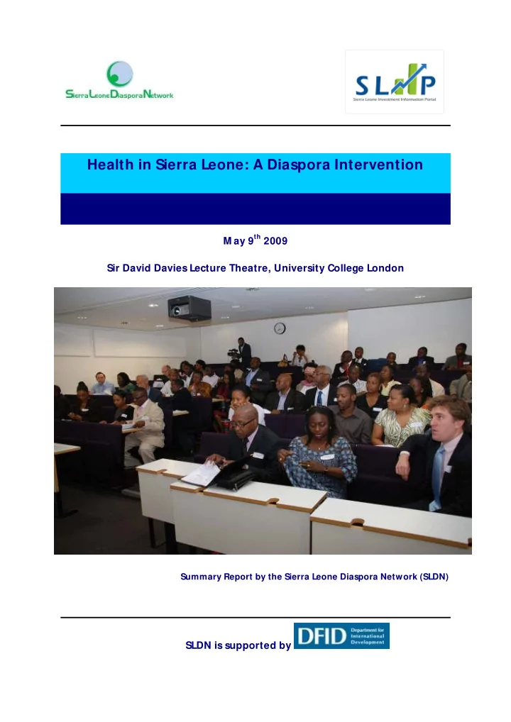 health in sierra leone a diaspora intervention m eeting