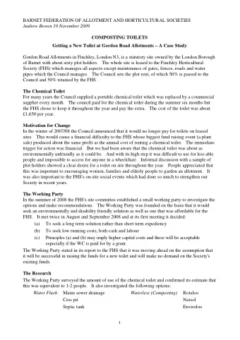 BARNET FEDERATION OF ALLOTMENT AND HORTICULTURAL SOCIETIES Andrew Brown 10 November 2009