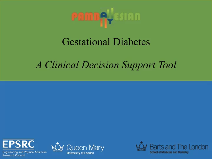 gestational diabetes a clinical decision support tool