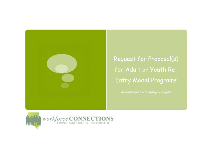 request for proposal s for adult or youth re entry model