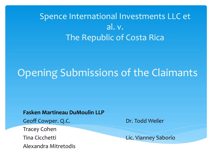 opening submissions of the claimants