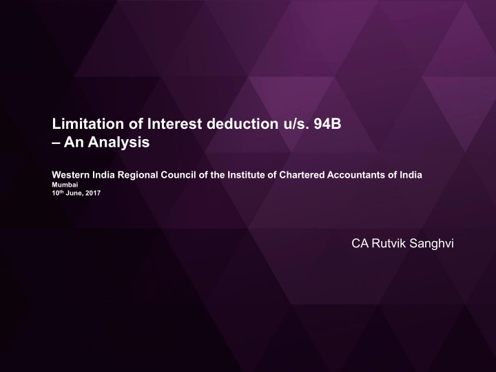 limitation of interest deduction u s 94b an analysis