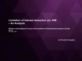 Limitation of Interest deduction u/s. 94B  An Analysis  Western India Regional Council of the