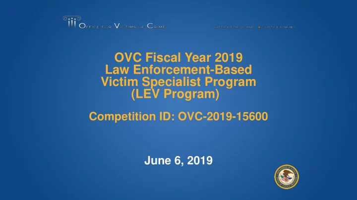 ovc fiscal year 2019