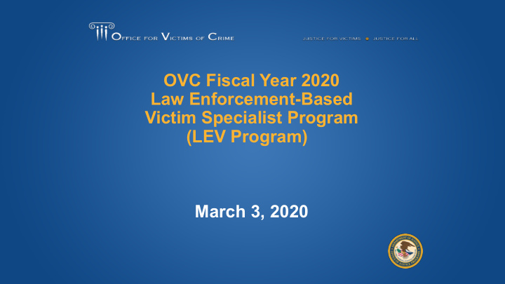 ovc fiscal year 2020 law enforcement based victim