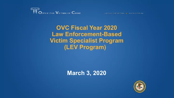ovc fiscal year 2020 law enforcement based victim