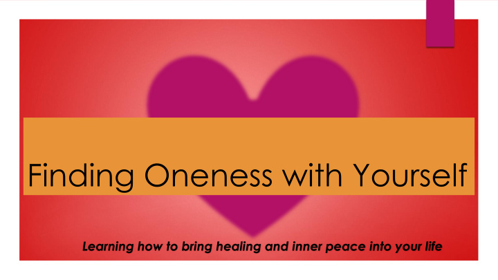 finding oneness with yourself