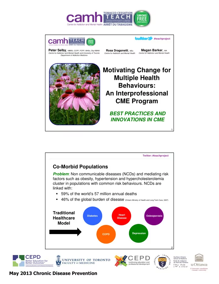 motivating change for multiple health behaviours an