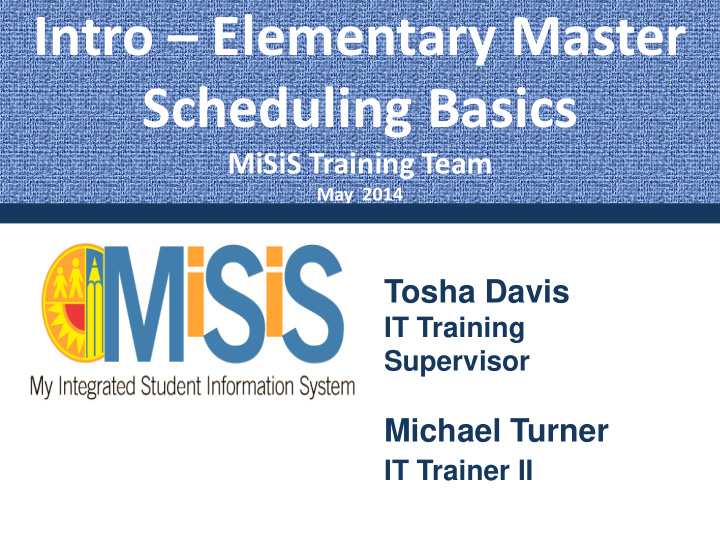 intro elementary master scheduling basics