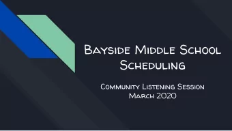 Bayside Middle School  Scheduling  Community Listening Session  March 2020  Why a schedule change?