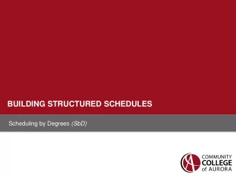BUILDING STRUCTURED SCHEDULES Scheduling by Degrees (SbD)  THE COLLEGE PERSPECTIVE  THE COLLEGE