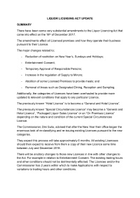 liquor licensing act update summary there have been some