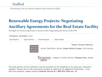 Renewable Energy Projects: Negotiating  Ancillary Agreements for the Real Estate Facility