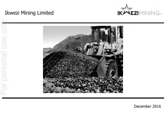 For personal use only  December 2016  Disclaimer  NOT FINANCIAL PRODUCT ADVICE  For personal use