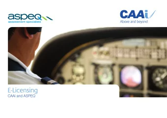 E-Licensing  CAAi and ASPEQ  Collaborative Partnership  E-Licensing  CAAi and ASPEQ Ltd, through a