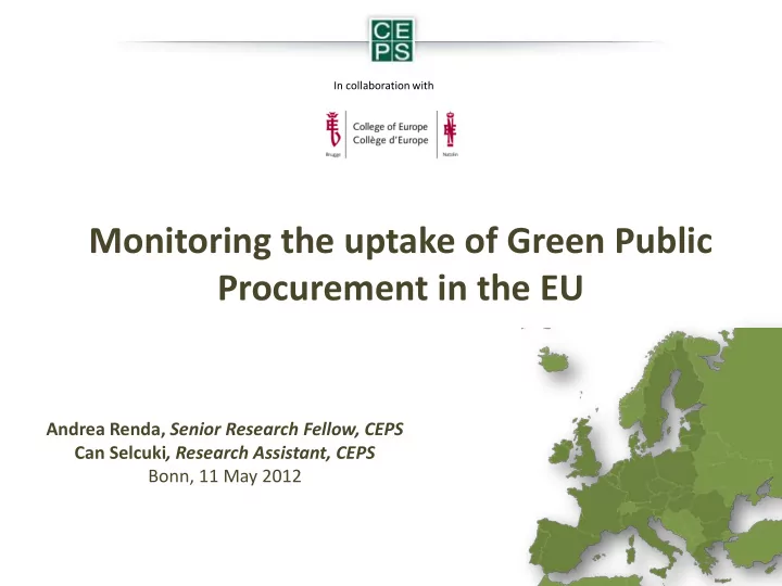 monitoring the uptake of green public procurement in the