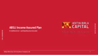 ABSLI  SLI In  Inco  come  me Assured  ured Pl  Plan  UIN:109N089V06 A traditional non