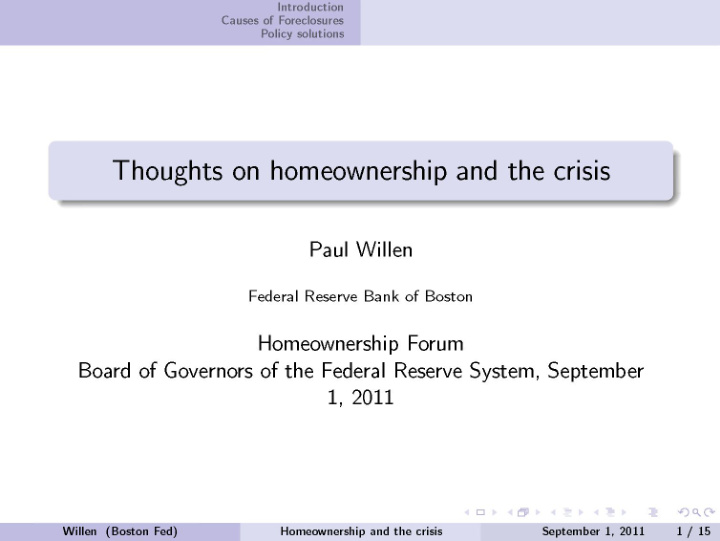 thoughts on homeownership and the crisis