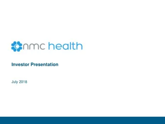 Investor Presentation  July 2018  Senior management presenting  Prasanth Manghat  CEO  Prashanth