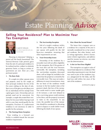 Estate Planning Advisor  Selling Your Residence? Plan to Maximize Your  Tax Exemption  3. The