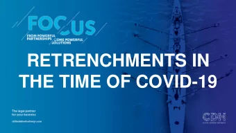 RETRENCHMENTS IN  THE TIME OF COVID-19  INTRODUCTION  SOUTH AFRICAN ECONOMIC  LANDSCAPE  PROJECTED